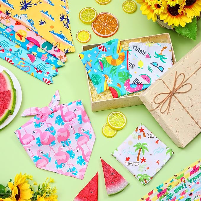 Sweetude 50 Pieces Hawaiian Dog Bandanas Summer Bandanas