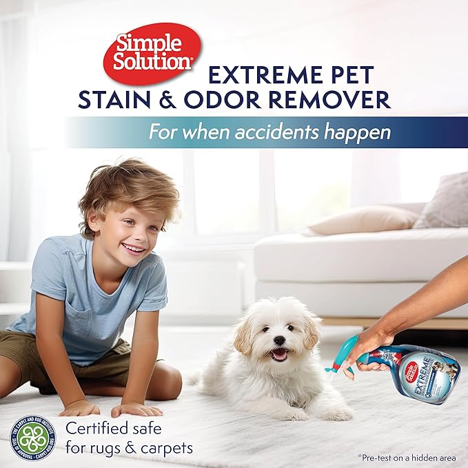 Simple Solution Extreme Pet Stain and Odor Eliminator Spray for Dogs and Cats, Enzymatic Cleaner With 3X Pro-Bacteria Cleaning Power, 32 oz + 1 Gallon Bundle