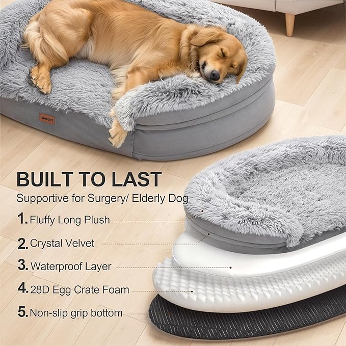 3.7 inch Thickened Orthopedic Dog Beds for Large Dogs 28D Egg-Crate