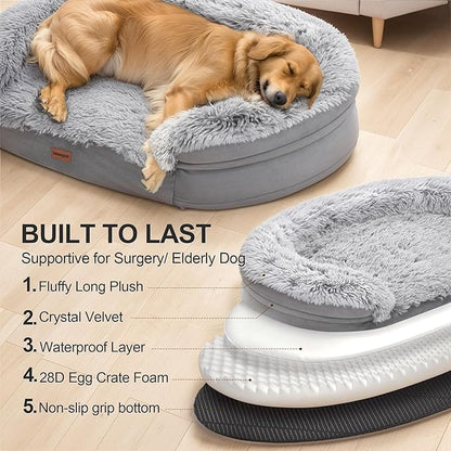 3.7 inch Thickened Orthopedic Dog Beds for Large Dogs 28D Egg-Crate