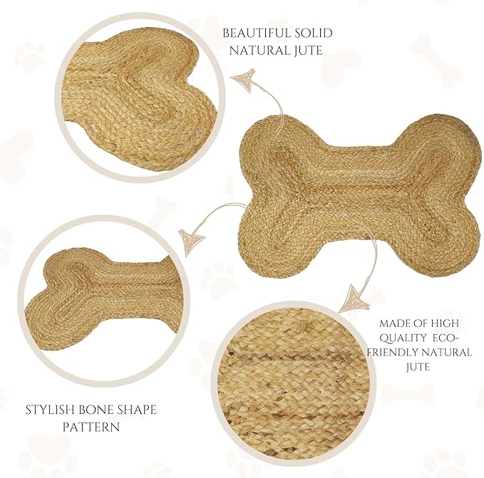 16.5X21 inches Pack of 1 Dog Feeding Mat Cat Pet Dining Mat Natural Jute Material Rug Small Mat for Pets (Classic Jute 16.5"X21")