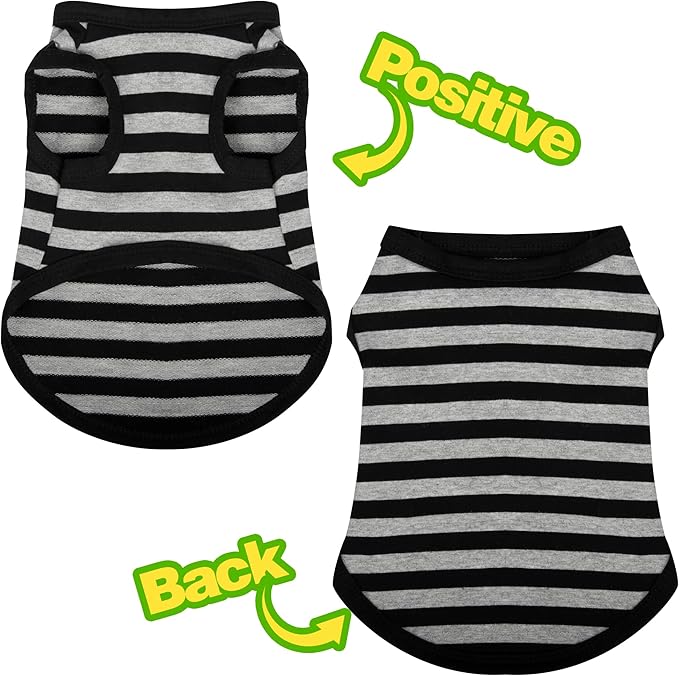 Paiaite 6 Pieces Dog Striped Shirt Cotton Sleeveless
