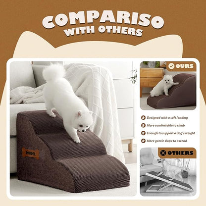ROMROL Dog Stairs 3-Tiers,Coffee