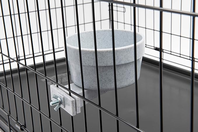 Lixit Quick Lock Removable Dog Kennel Bowls for Wire and Soft Sided Crates (20oz Wire Crate, Granite)