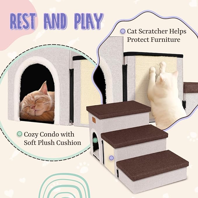 downluxe Dog Stairs for Small Dogs (3-Step Pet