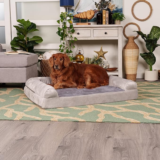 Furhaven Orthopedic Dog Bed for Large Dogs w/ Removable Bolsters & Washable Cover 95 lbs