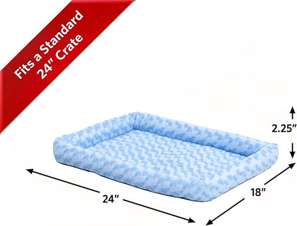 MidWest Homes for Pets Bolster Dog Bed 24L-Inch Blue Dog Bed or Cat Bed w/ Comfortable Bolster 24-Inch Dog