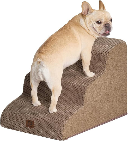 EHEYCIGA Curved Dog Stairs for Small Dogs 15.7" H 3-Step Dog