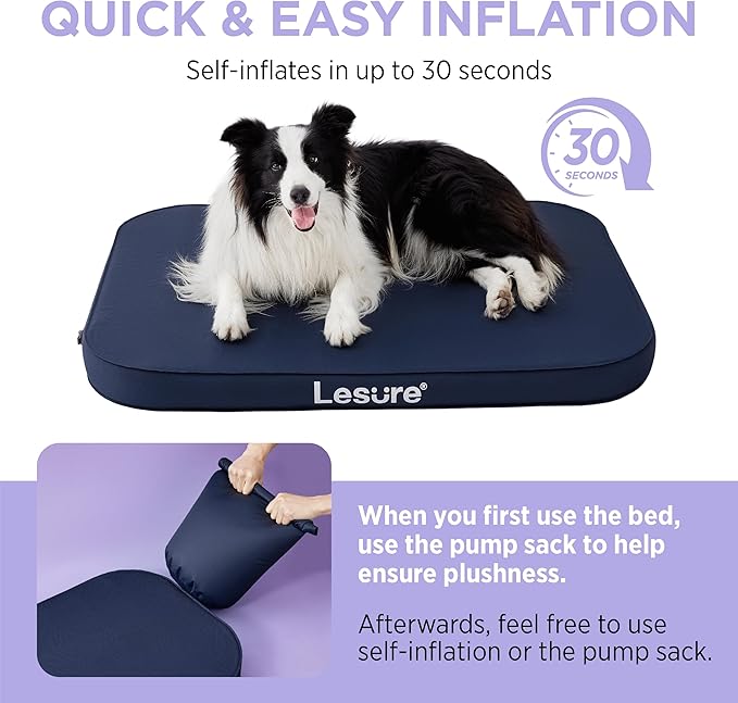 Lesure Inflatable Waterproof Dog Bed for Medium Dogs 3 Inch