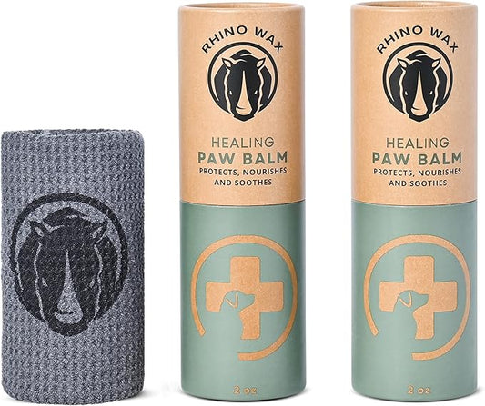 Healing Dog Paw Balm (2-2oz Tubes + Microfiber Cloth) 100% Natural