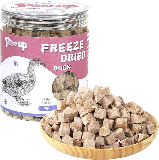 Freeze Dried Duck Treats for Cats Dogs, Rawhide Free Freeze-Dried Raw Food Topper, High Protein, Gluten&Grain Free, 4.6oz