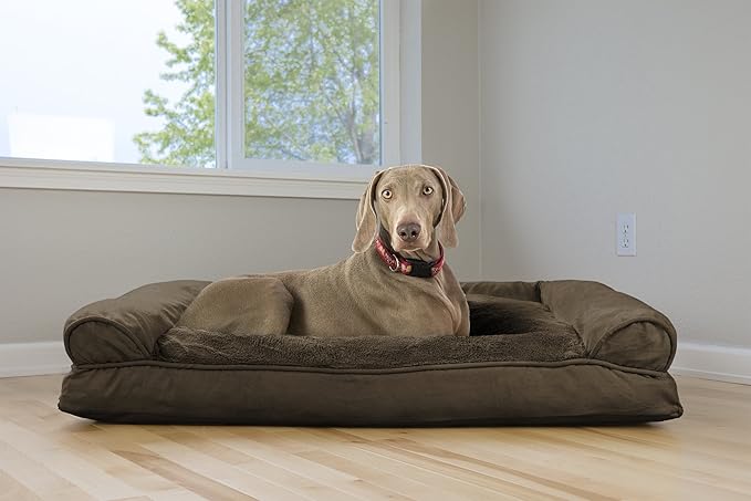 Furhaven Pillow Dog Bed for Large Dogs w/ Removable Bolsters & Washable Cover