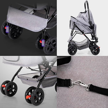 Pet Strollers for Small Medium Dogs & Cats with Reversible Handle
