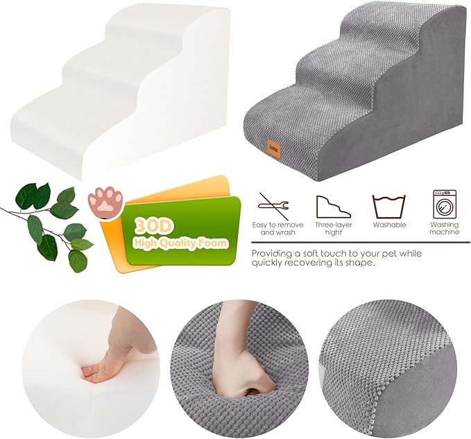 Foam Dog Stairs/Steps 3 Tiers 15.7" H