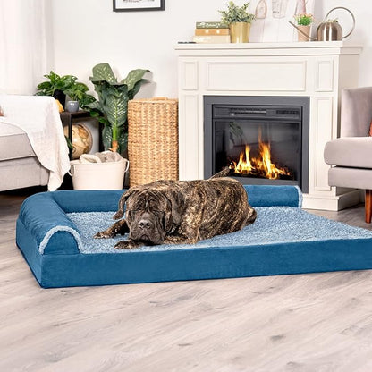 Furhaven Cooling Gel Dog Bed for Large Dogs w/ Removable Bolsters & Washable Cover 125 lbs