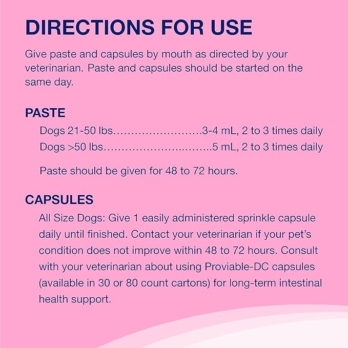 Proviable Digestive Health Supplement Kit with Multi-Strain Probiotics and Prebiotics for Medium to Large Dogs - with 7 Strains of Bacteria, 30 mL Paste and 10 Capsules