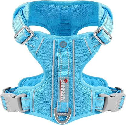 BARKBAY Dog Harness No Pull with ID Tag Pocket - Heavy Duty, Reflective, Easy Control for Large Dogs (Blue,L)