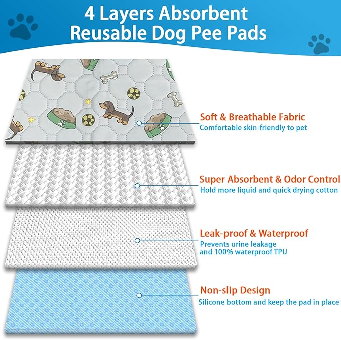 Washable Pee Pads for Dogs 2Pack 24''x36''