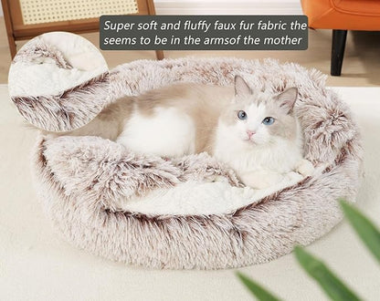 Cat Beds for Indoor Cats Cave & Calming Dog Beds Bed,27inch, Coffee
