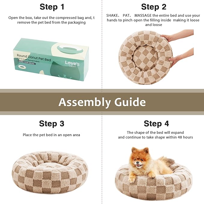 Love's cabin Round Donut Cat and Dog Cushion Bed 20in Pet