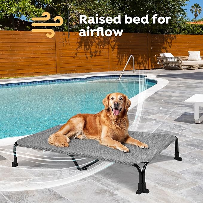Veehoo Elevated Dog Bed 47" x 29", Black