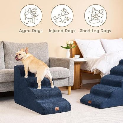 EHEYCIGA Curved Dog Stairs for High Beds 19.7" H 4-Step Dog