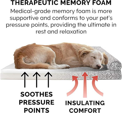 Furhaven Memory Foam Dog Bed for Large/Medium Dogs w/ Removable Bolsters & Washable Cover 55 lbs