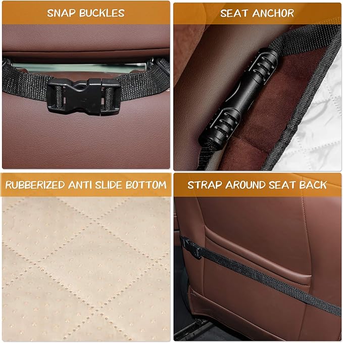 Dog Car Seat Covers 100% Waterproof Car Seat Protector for Pets Front Seat Scratch Proof Non-Slip Durable for Cars