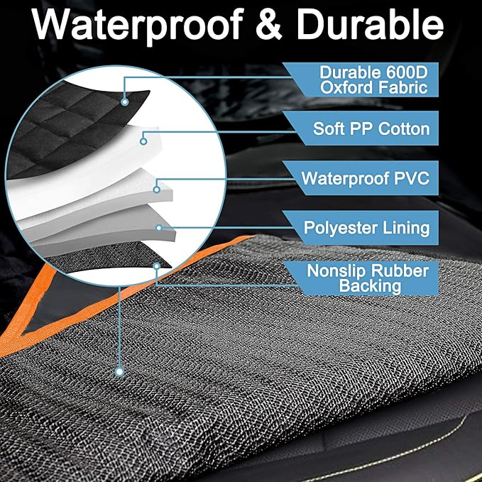 Dog Car Seat Cover for Back Seat Flaps,100% Waterproof