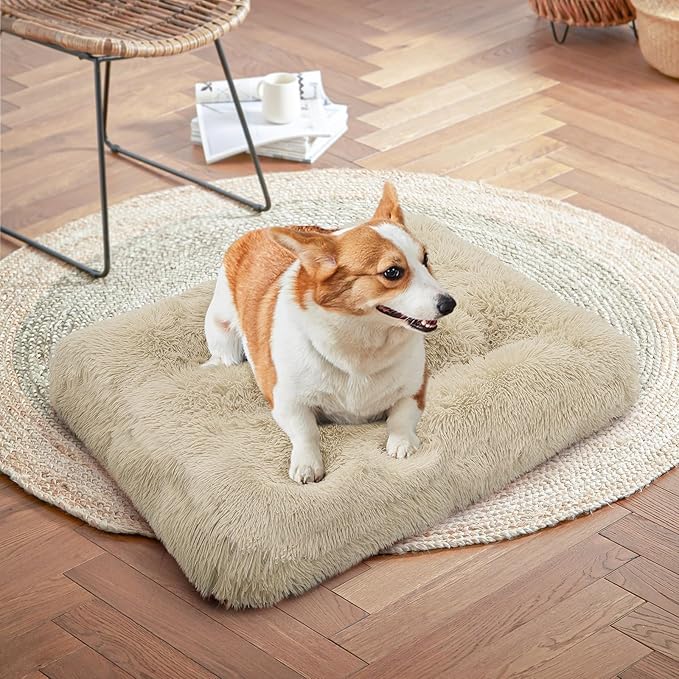 MoNiBloom 36.5"x29"x5" Dog Beds for Medium Size Dogs Machine-Washable Long Plush Pet Beds Warming Cozy Soft Bed for Dogs and Cat