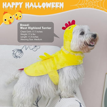 cyeollo Dog Chicken Costume Pet Halloween Costumes Funny Holiday Outfits Cute Hoodies Coats for Small Medium Large Dogs, Yellow Chicken M