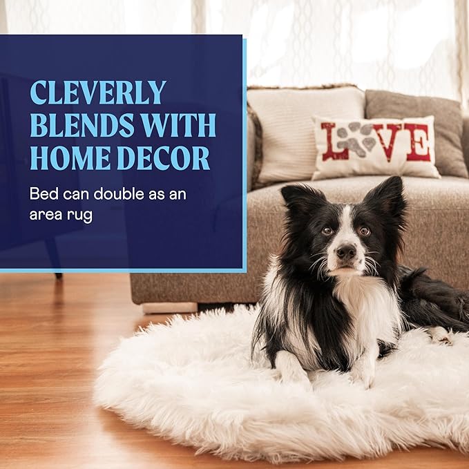 PupRug Orthopedic Dog Bed for Large Dogs with Fluffy Soft Faux Fur and Memory Foam for Joint Pain Relief