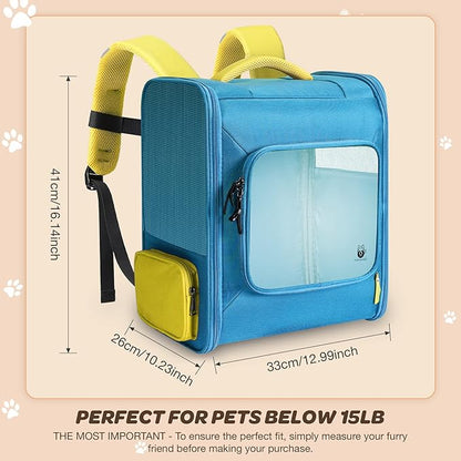 Cat Backpack Breathable Pet Carrier for Cats and Small Dogs, Light Sky Blue