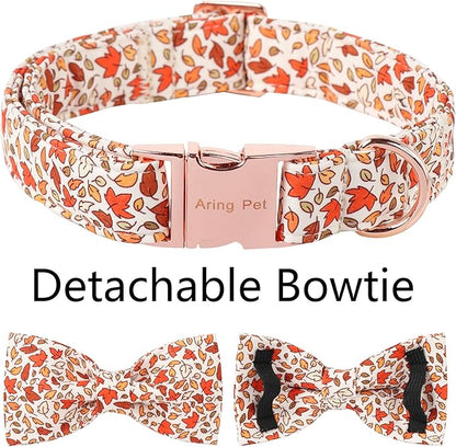 ARING PET Fall Dog Collar-Cute Maple Leaves Dog Collar with Bow