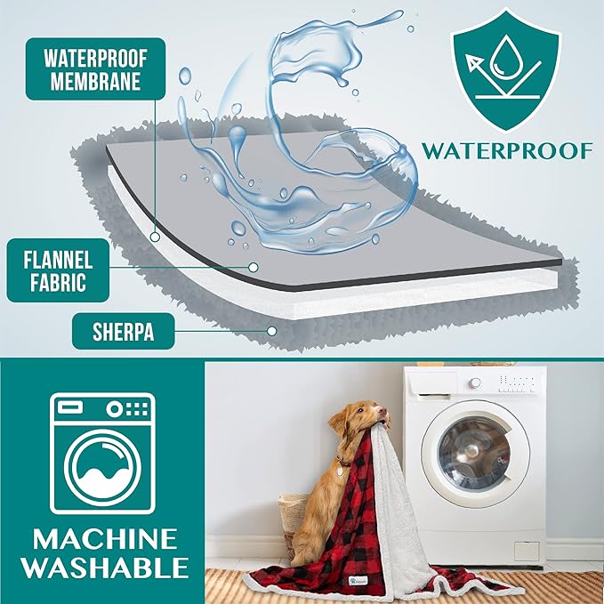 PetAmi WATERPROOF Dog Blanket for Medium Large Dog 60x40 Checker