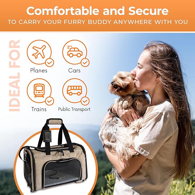 DCSP Pets Pet Carrier - Versatile Cat Carrier Converts to Backpack - Airline Approved Dog Bag Carrier with Mesh Widows - Suitable for Large Cats, Small Dogs - Soft Travel Carriers for Hiking, Walking