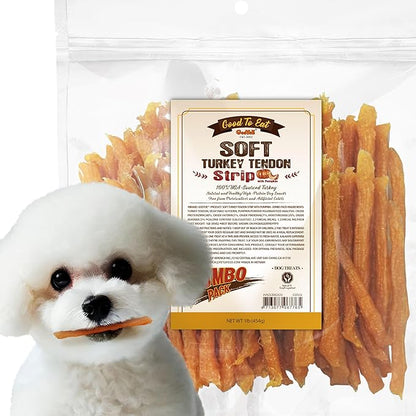 Gootoe Soft Turkey Tendon Dog Treats – 100% USA-Sourced, Natural Snack, Premium Training Chews, Reseal Value Bag, Ideal for Small & Senior Dogs, Soft Strip with Pumpkin Jumbo Pack, 1 lb (Pack of 1)