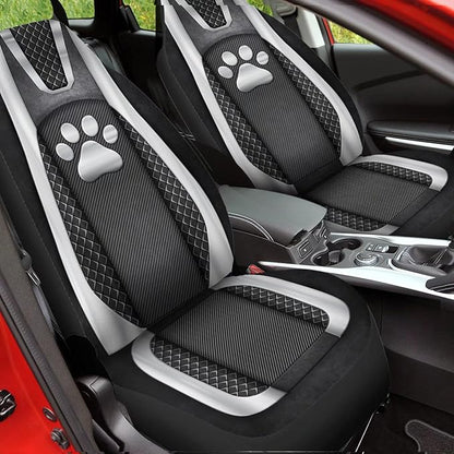Paw Checkered Stripe Pattern Bucket Seats Protector 2 for