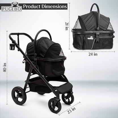 Dog Stroller Pet Cat Carrier 2-in-1 Travel