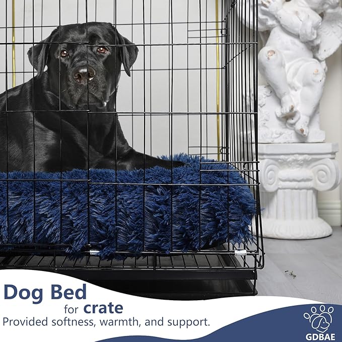 42 inch Dog Crate Bed Washable,Dog Kennel Mats for Crates with High Resilience Filling for Support and Protection,Plush Crate Pad Fits Large Breeds - 42" x 28" Navy Blue