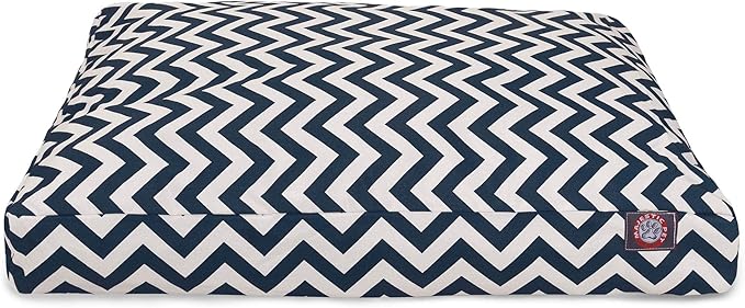 Navy Blue Chevron Medium Rectangle Indoor Outdoor Pet Dog Bed With Removable Washable Cover By Majestic Pet Products