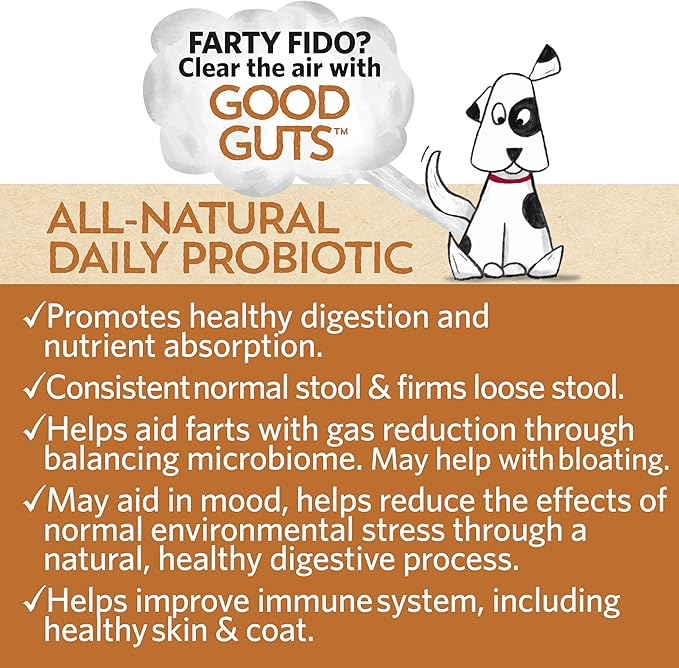 Good Guts for Lil Mutts Probiotic for Dogs, Billions of CFUs, 11 Strains, 5 Digestive Enzymes, 2 Prebiotics, Digestive Gut Health for Dogs, Adult & Puppy Probiotics Supplements (30 Days)