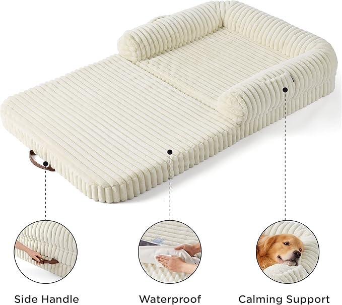 Bedsure Foldable Human Dog Bed for People Adult 2 in 1 Corduroy