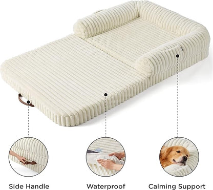 Bedsure Foldable Human Dog Bed for People Adult 2 in 1 Corduroy