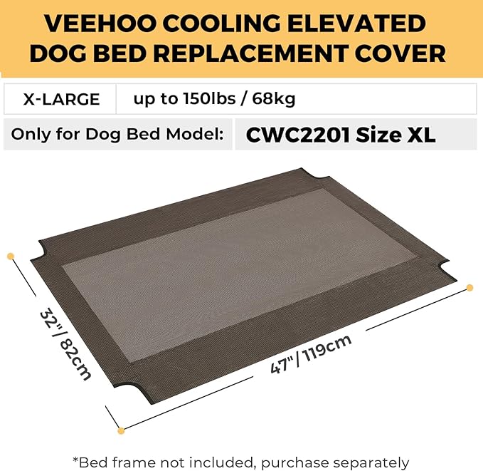 Veehoo Dog Bed Replacement Cover for CWC2201, Size XL, Brown