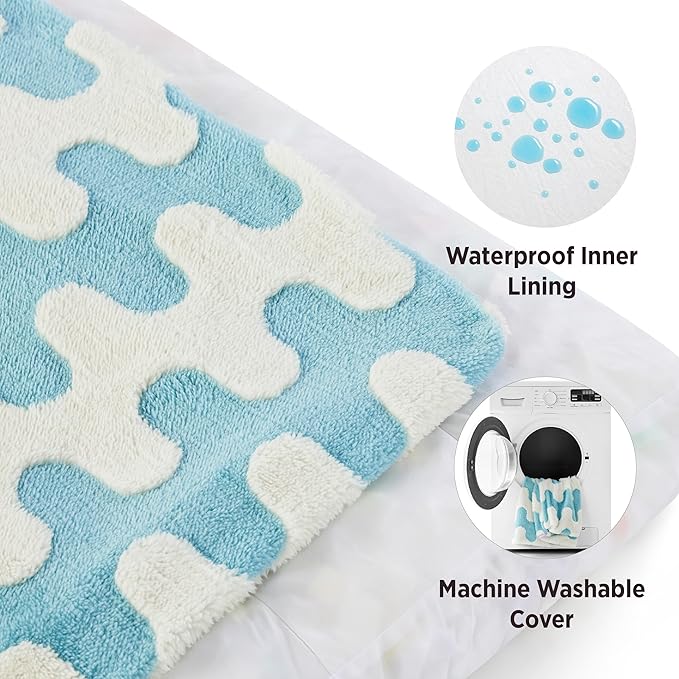 Lesure Large Dog Beds-Thick Shredded Chopped Foam Pet Bed Bottom(36'x27', Blue