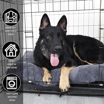 48 inch Dog Crate Bed for Extra Large Dogs Washable with Anti-Slip Bottom fit Metal Dog Crates or Cages,Faux Fur xxLarge Dog Crate Pads 48 x 30 for Kennel Jumbo Plus Dog Sleeping Mattress,Dark Gray