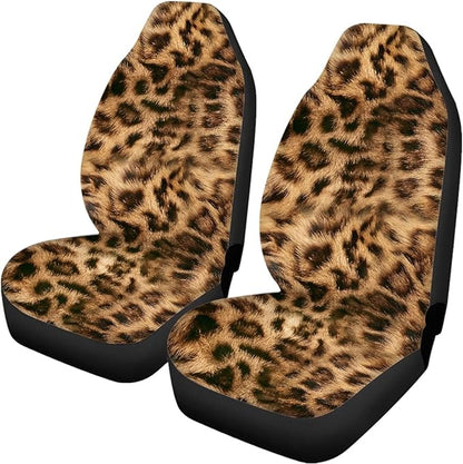 Leopard Print Front Back Seat Cover Cute Seat