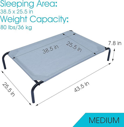 PHYEX Heavy Duty Steel-Framed Portable Elevated Pet Bed 43.5" L 25.5" W 7.8" H(M,