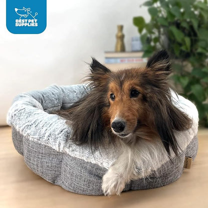 Best Pet Supplies Round Dog Bed with Reversible Pillow 26" x 22" x H:6.4"